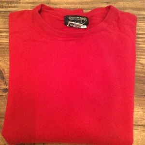 LADIES 100% CASHMERE RED CREWNECK SWEATER SIZE M